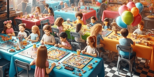 A kids party being held at Boardwalk Games